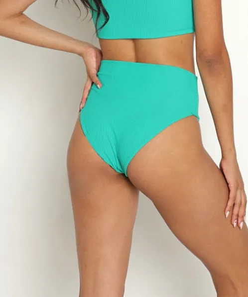 Acacia Bikinis>Echo Bikini Bottom Pine Ribbed