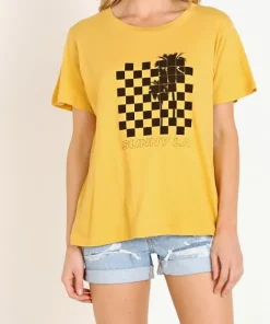 All Things Fabulous Tops>Crew Neck Tee Yellow