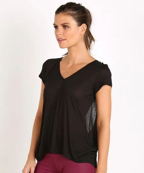 alo Tops>Raw Short Sleeve Top Black