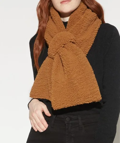 APPARIS Accessories>Caroline Faux Shearling Scarf Camel