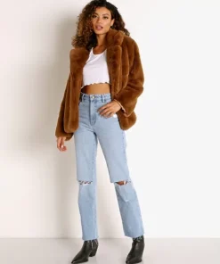 APPARIS Jackets>Manon Faux Fur Jacket Camel