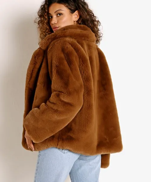 APPARIS Jackets>Manon Faux Fur Jacket Camel