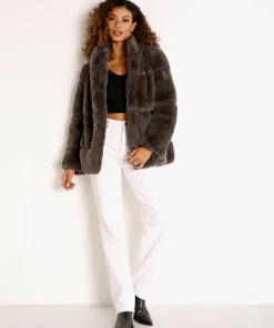 APPARIS Jackets>Sarah Faux Fur Jacket Ash Gray