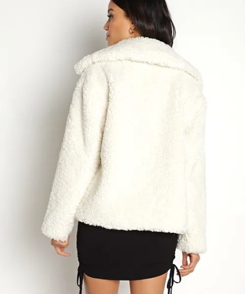 APPARIS Jackets>Tara Faux Shearling Coat Blanc