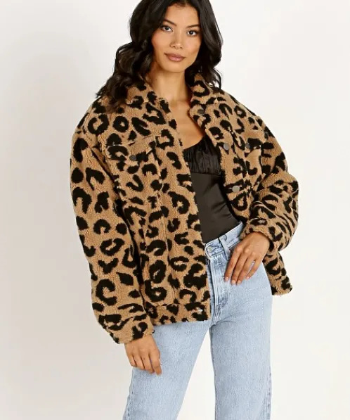 APPARIS Jackets>Tiarra Teddy Bear Jacket Leopard Shearling