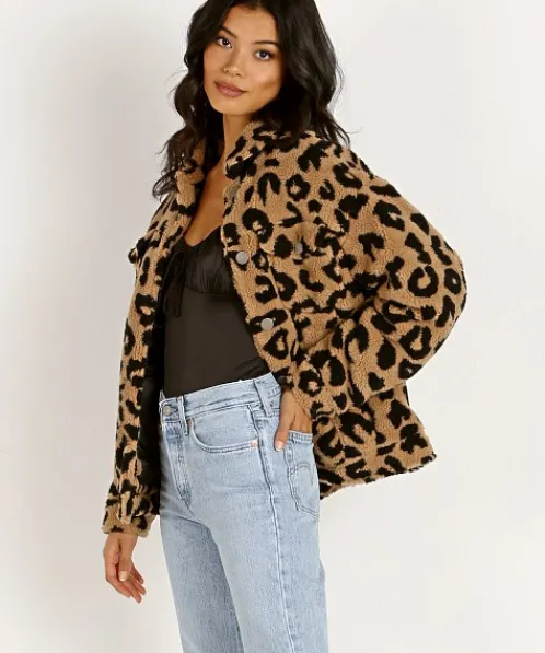 APPARIS Jackets>Tiarra Teddy Bear Jacket Leopard Shearling