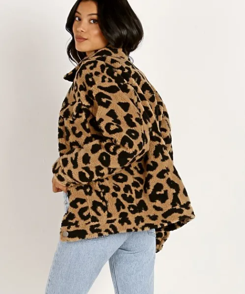 APPARIS Jackets>Tiarra Teddy Bear Jacket Leopard Shearling