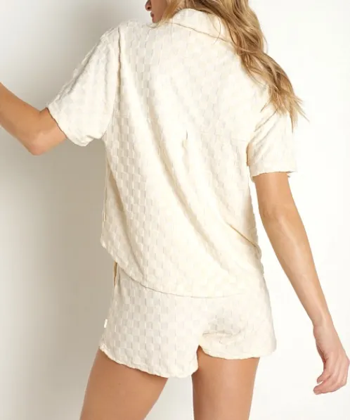 Araminta James Cover Ups | Shorts>Terry Shirt Set Lemon Check