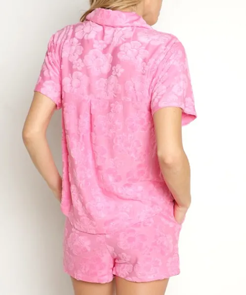 Araminta James Cover Ups | Shorts>Terry Shirt Set Hibiscus Fuchsia
