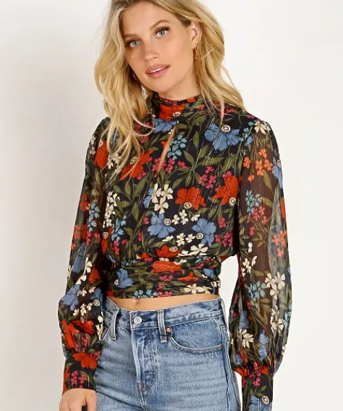 ASTR the Label Tops>Brandi Top Navy Floral