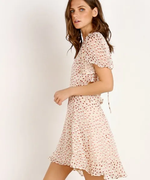 ASTR the Label Dresses>Elise Dress Cream Clay Dot