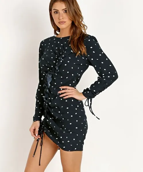 ASTR the Label Dresses>Maureen Dress Navy Cream Dot