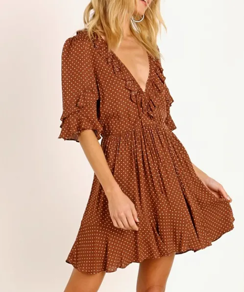 Auguste the Label Dresses>Collins Frida Mini Dress Brown