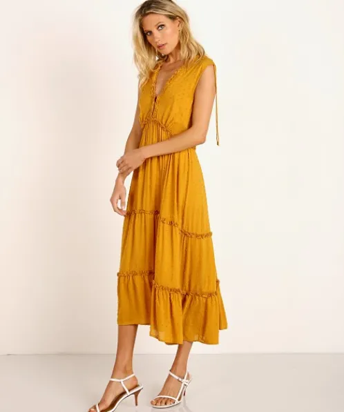 Auguste the Label Dresses>Farrah Midi Dress Ocher