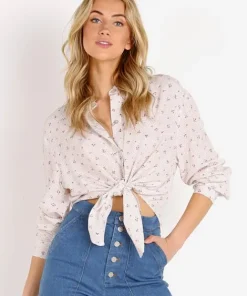 Auguste the Label Tops>Jasmine Tie Shirt Cream