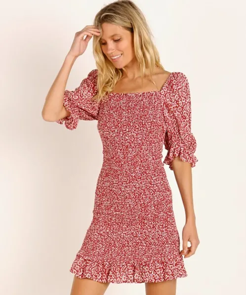 Auguste the Label Dresses>Marlowe Shirred Mini Dress Red