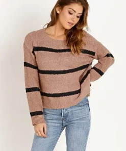 BB Dakota Knits>Autrey Fuzzy Chenille Sweater Camel