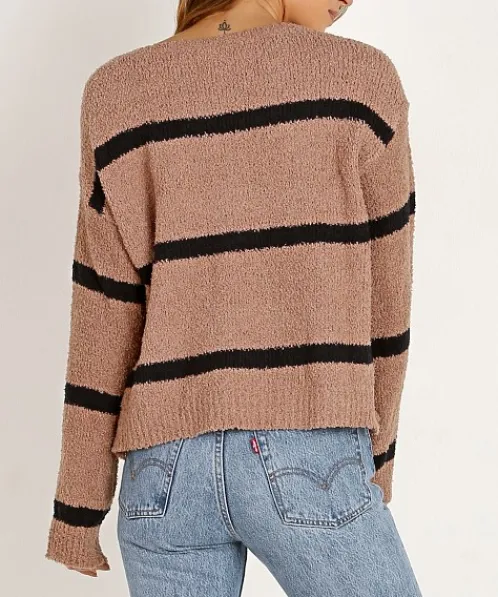 BB Dakota Knits>Autrey Fuzzy Chenille Sweater Camel