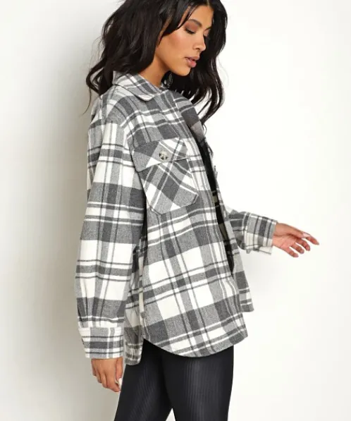 BB Dakota Jackets>Busy Season Jacket White Plaid
