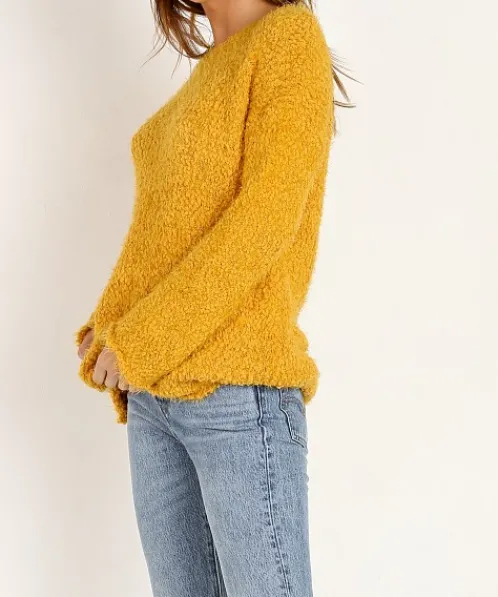 BB Dakota Knits>Debra Boucle Yarn Sweater Royalty Yellow