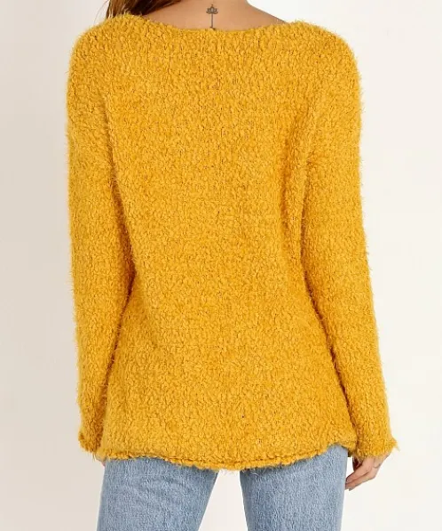 BB Dakota Knits>Debra Boucle Yarn Sweater Royalty Yellow