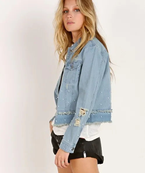 BB Dakota Jackets>Eisley Denim Jacket Light Blue