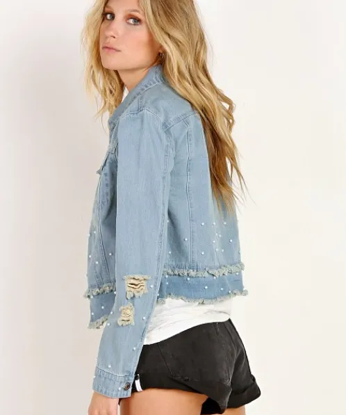 BB Dakota Jackets>Eisley Denim Jacket Light Blue
