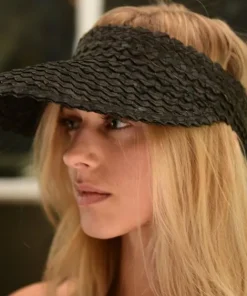 Lusana Accessories>Beach Gold Baha Visor Black