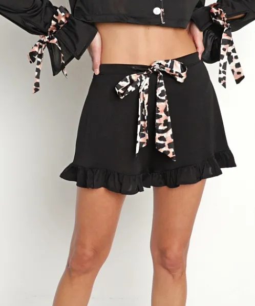 Beach Riot Shorts>Aurora Short Black Spotted Leopard