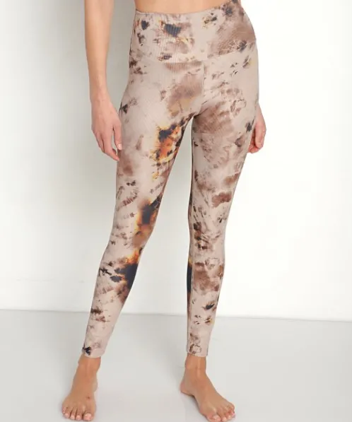 Beach Riot Bottoms>Ayla Legging Taupe Tie Dye
