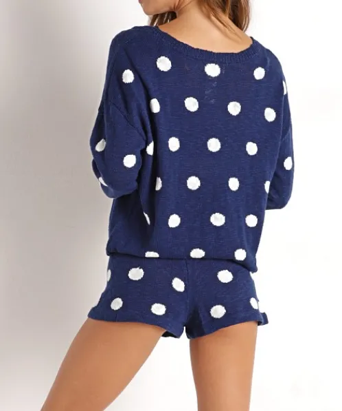 Beach Riot Knits>Beach Sweater Navy Polka Dot