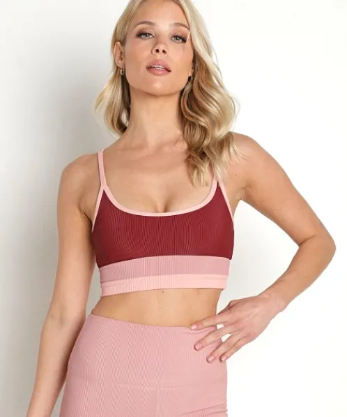 Beach Riot Sports Bras>Eva Top Sports Bra Oxblood
