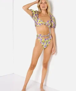 Beach Riot Bikinis>Lana Bikini Top Lime Punch Gardenias