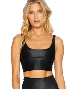 Beach Riot Sports Bras>Leah Sports Bra Top Glossy Black
