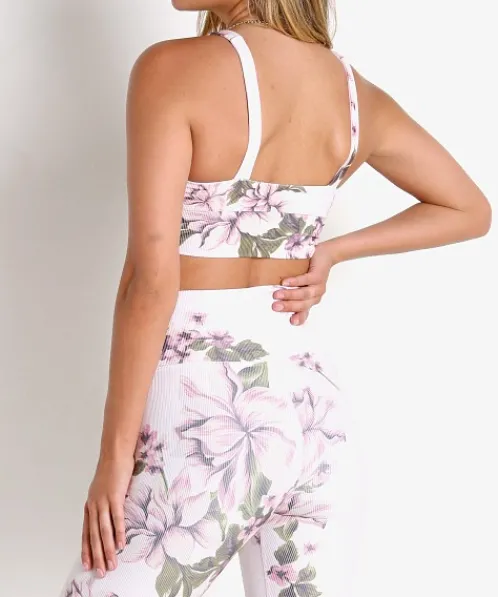 Beach Riot Sports Bras>Leah Sports Top Pink Floral