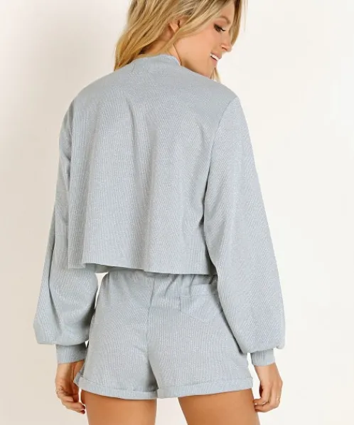 Beach Riot Knits | Tops>Lounge Sweater Silver