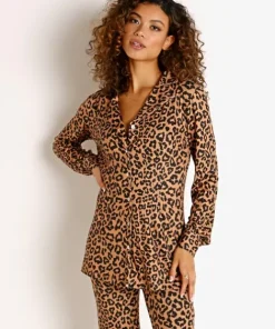 Beach Riot Sleep Shirts | Tops>Mary Blouse PJ Leopard