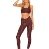 Beach Riot Bottoms>Ribbed Cara Legging Wine Leopard