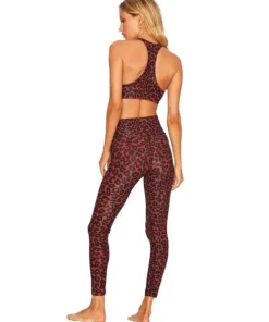 Beach Riot Bottoms>Ribbed Cara Legging Wine Leopard
