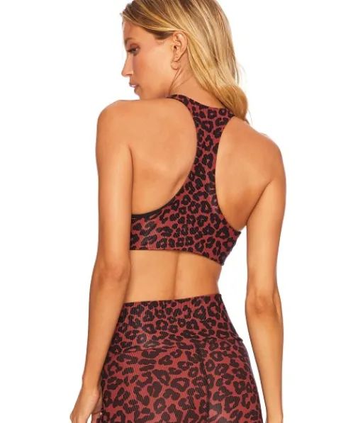 Beach Riot Sports Bras>Rocky Sports Bra Top Wine Leopard