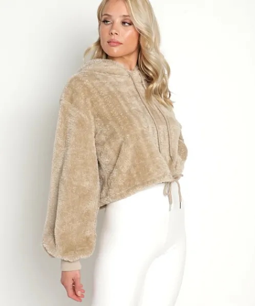 Beach Riot Knits>Shayla Crop Sweatshirt Taupe