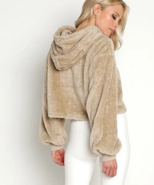 Beach Riot Knits>Shayla Crop Sweatshirt Taupe