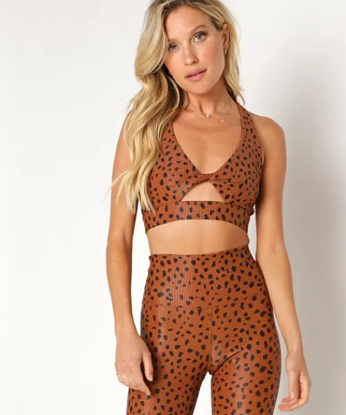 Beach Riot Sports Bras>Twist Sports Bra Top Brown Spot