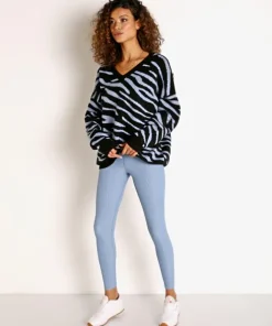 Beach Riot Knits>V-Neck Oversized Sweater Pewter Zebra