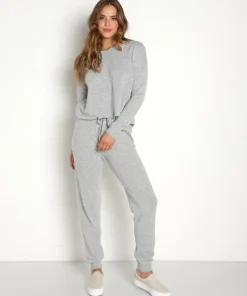 Bella Dahl Pants>Cashmere Wide Rib Jogger Heather Grey