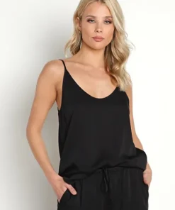 Bella Dahl Sleep Shirts>Ecovera Camisole PJ Top Black