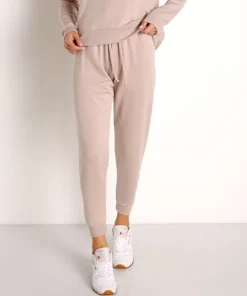Beyond Yoga Pants | Bottoms>Cozy Fleece Lounge Around Midi Jogger Chai