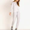 Beyond Yoga Knits | Tops>Favorite Raglan Crew Pullover Gray Leopard