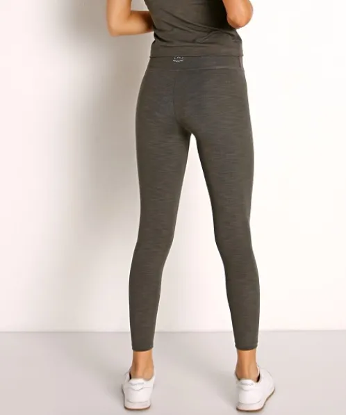 Beyond Yoga Bottoms>Heather Rib High Waisted Midi Legging Smoke Grey