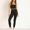 Beyond Yoga Bottoms>Heather Rib Waisted Midi Legging Black